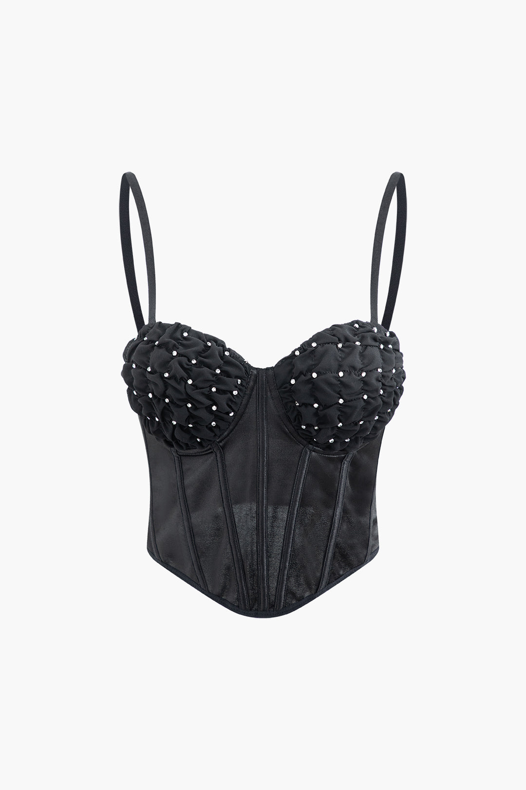 Ruched Bust Crystal Embellished Corset Cami Top