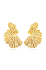 Ginkgo Leaves Shaped Metal Stud Earrings