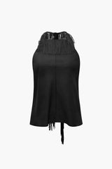 Linen Fringe Halter Top