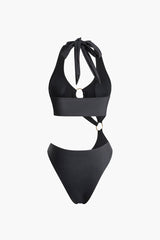 O-Ring Tie Halter One-Piece Swimsuits