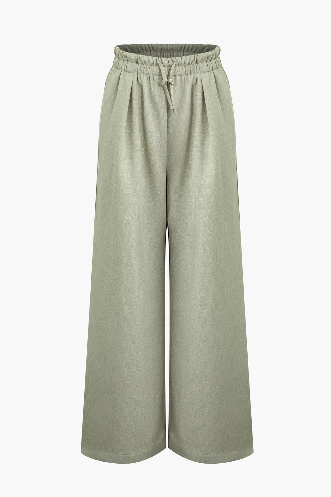 Pleated Drawstring Wide Leg Pants