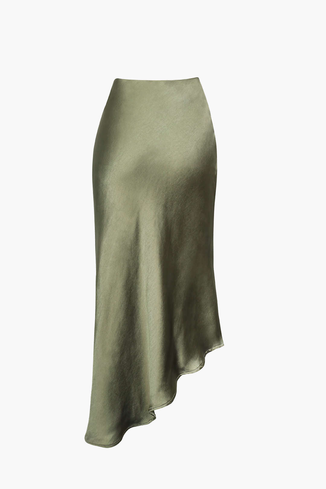 Asymmetric Hem Slit Button Deco Skirt