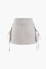 Low Rise Tie Cargo Mini Skirt