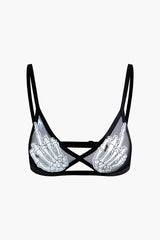 Skeleton Print Mesh Bra Top