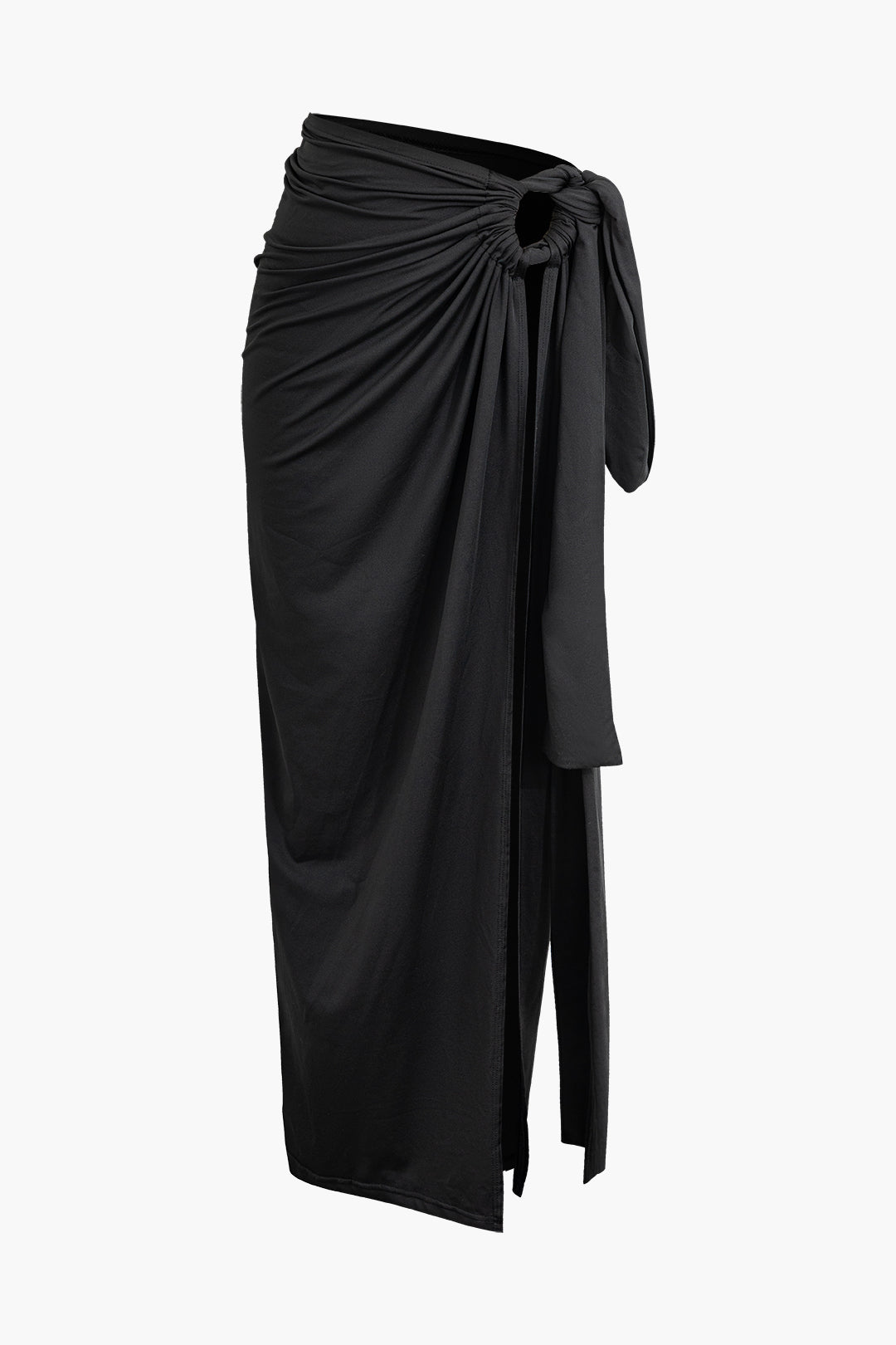 Asymmetric Ruched Cami Top And Tie Split Maxi Skirt Set