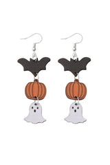 Halloween Bat & Pumpkin & Ghost Drop Earrings