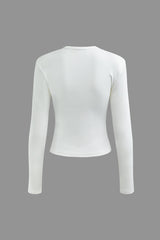 Contrast Ruched Long Sleeve Top
