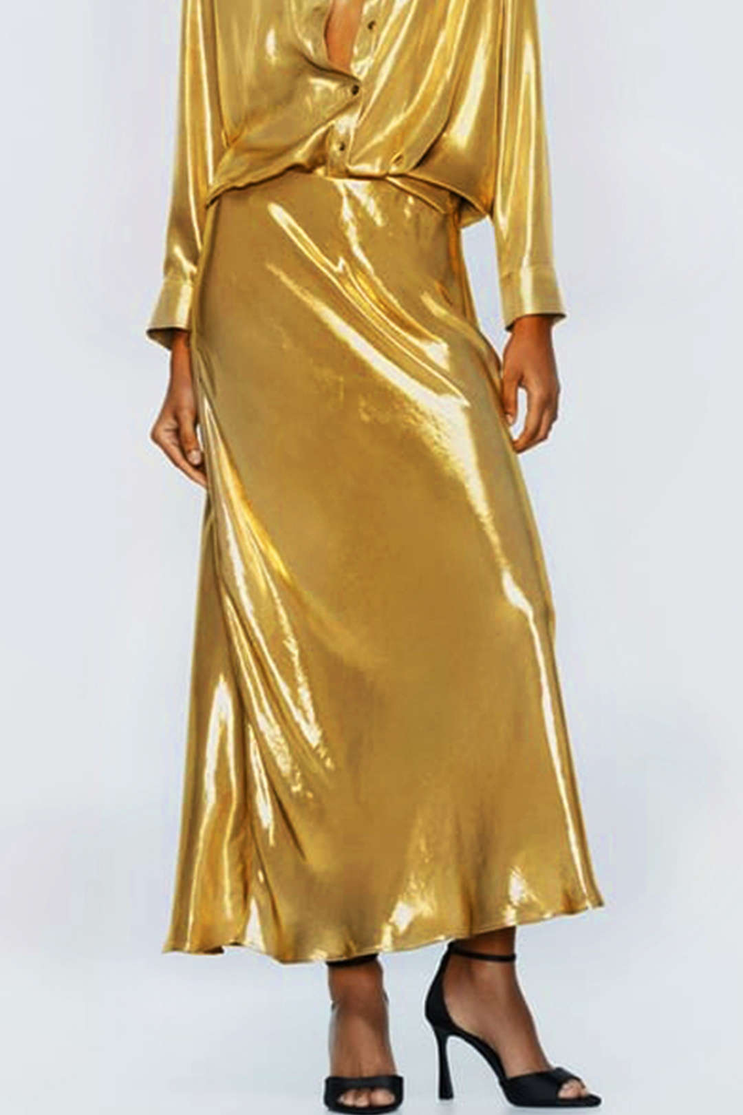 Metallic Effect Maxi Skirt