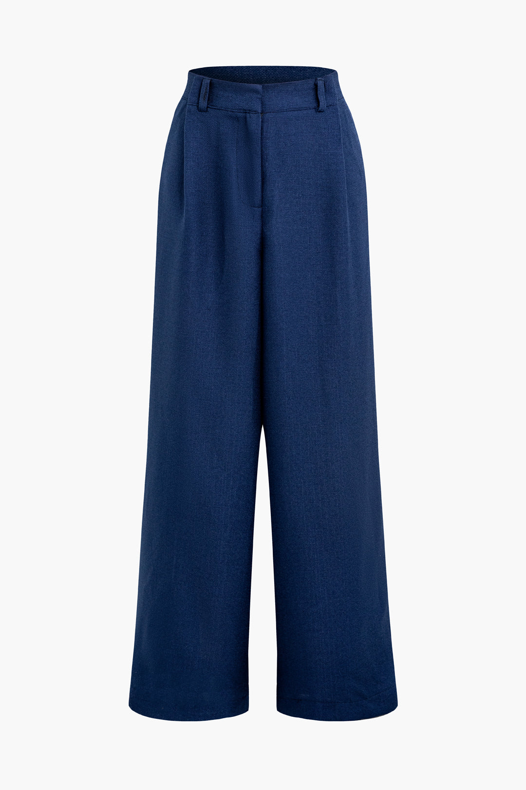 Solid High Waist Straight Leg Pants