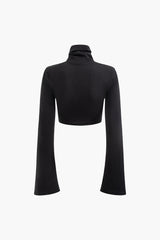 High Neck Bell Sleeve Crop Top