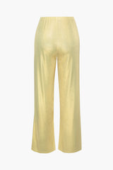 Metallic High Waist Straight Leg Pants