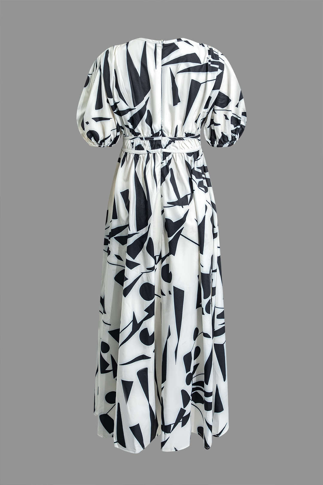 Abstract Print V-neck Midi Dress