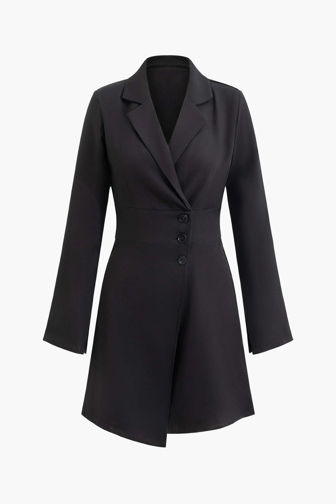 Asymmetrical Notched Lapel Wrap Blazer Dress