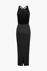 Cross Back Slit Sleeveless Maxi Dress