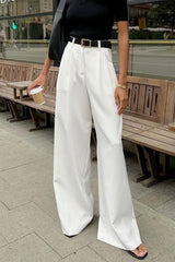 Solid Pleated Suit Wide Leg Pants