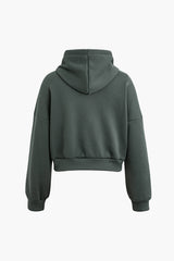 Solid Color Hooded Sweatshirt And Sweatpants Set
