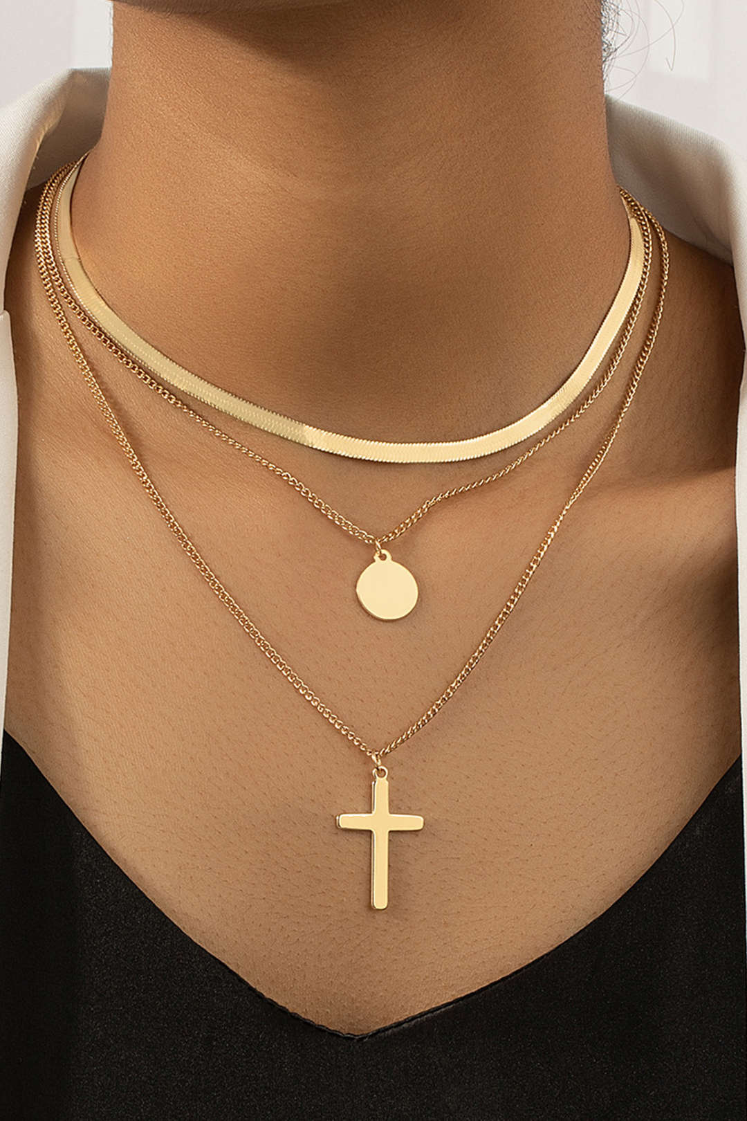 Layered Cross Pendant Necklace