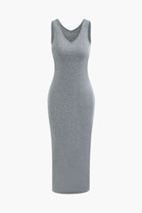 V-neck Sleeveless Maxi Dress And Hooded Crop Sweatshirt Set