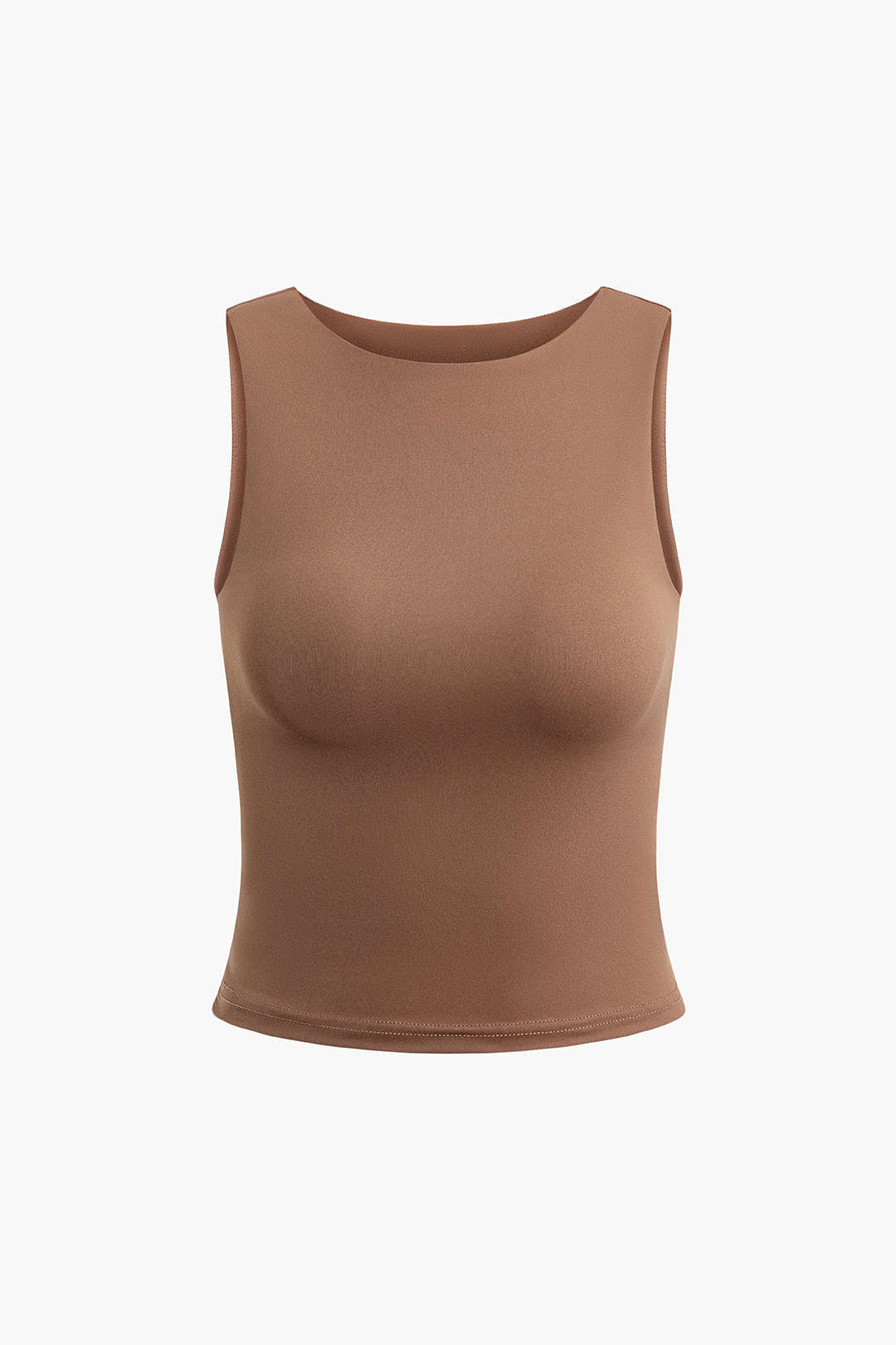 Solid Crew Neck Crop Tank Top