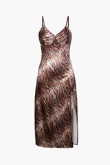 Tiger Print Split Midi Dress