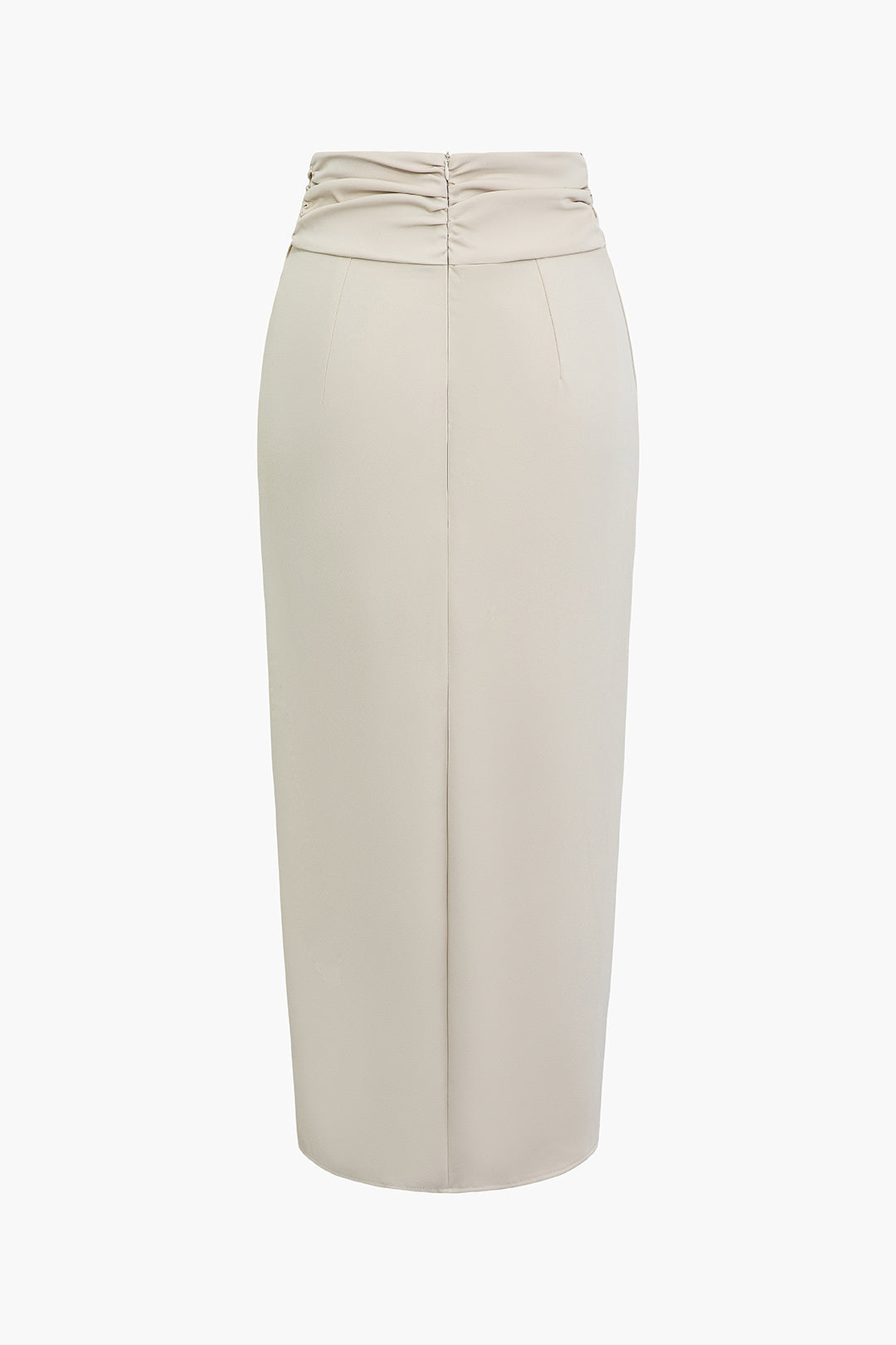 Twist Ruched Split Midi Skirt