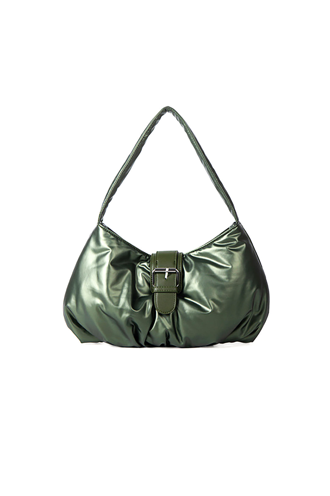 Buckle Ruched Shoulder Bag