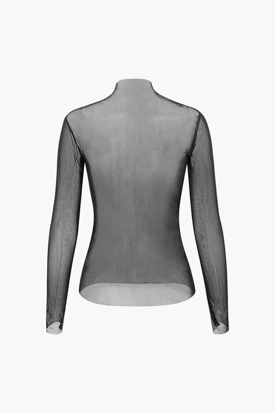 Mock Neck Sheer Mesh Long Sleeve Top