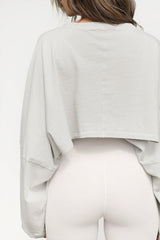 Loose Round Neck Long Sleeve Crop Top
