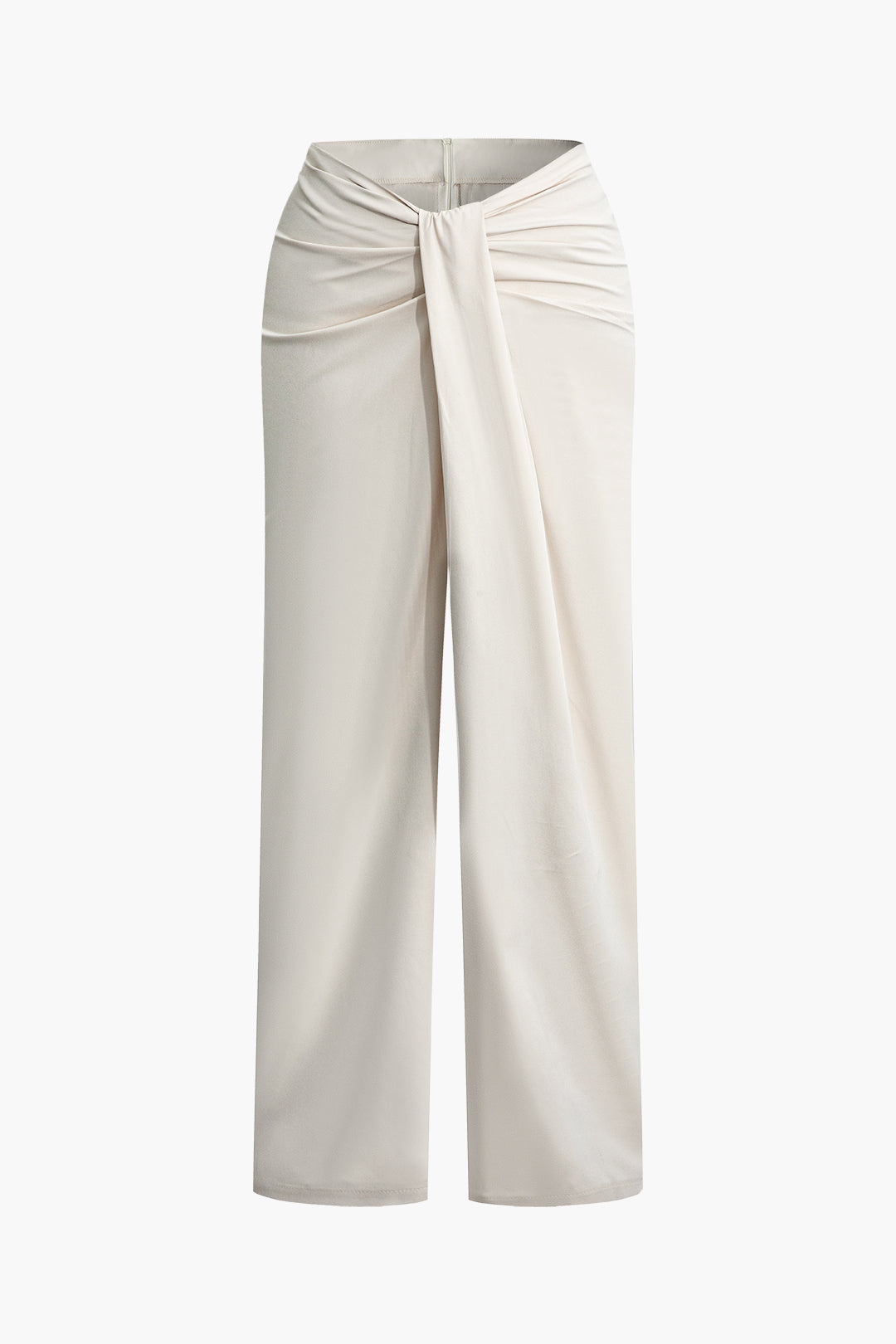 Asymmetrical Ruched Straight Leg Pants