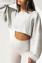 Loose Round Neck Long Sleeve Crop Top