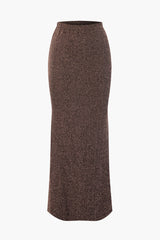 Halter Backless Lurex Knit Top And High Waist Mermaid Maxi Skirt Set