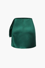 Knot Side Satin Wrap Mini Skirt