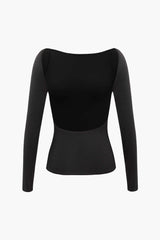 Solid Backless Long Sleeve Top