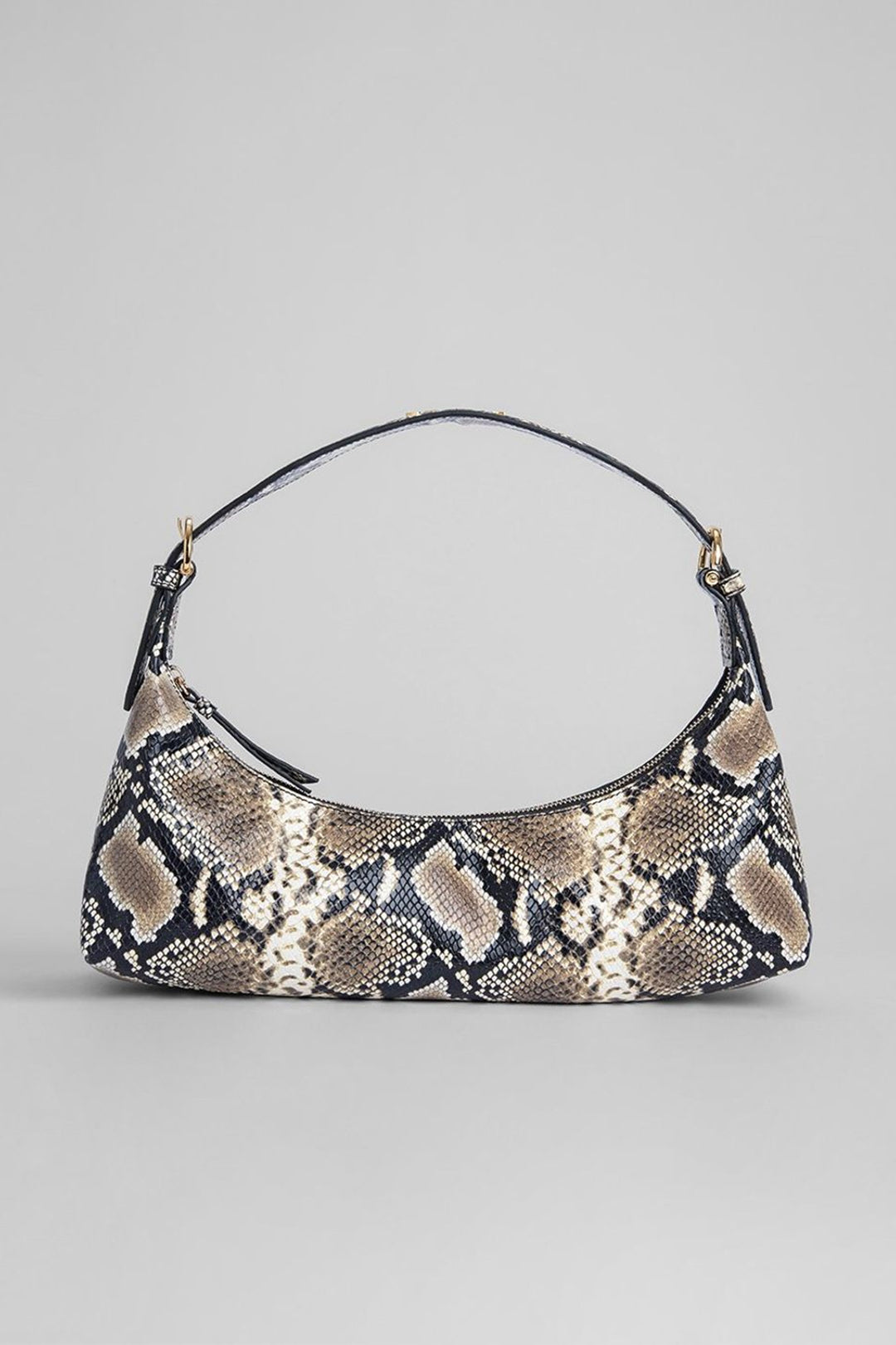 Snakeskin Print PU Leather Baguette Bag