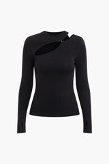 Asymmetric Cut Out Long Sleeve Knit Top