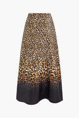 Leopard Print High Waist Maxi Skirt