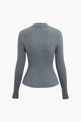 Halter Cross V-neck Cut Out Long Sleeve Knit Top