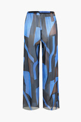 Colorblock Ruched Mesh Straight Leg Pants