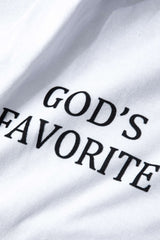 GOD'S FAVORITE Letter Knot Front Long Sleeve Crop Top