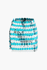 Colorblock Sequin Slit Mini Skirt