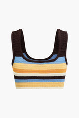 Color Block Stripe Knit Crop Cami Top