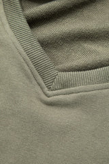 Solid V-neck Crop Sweatshirt