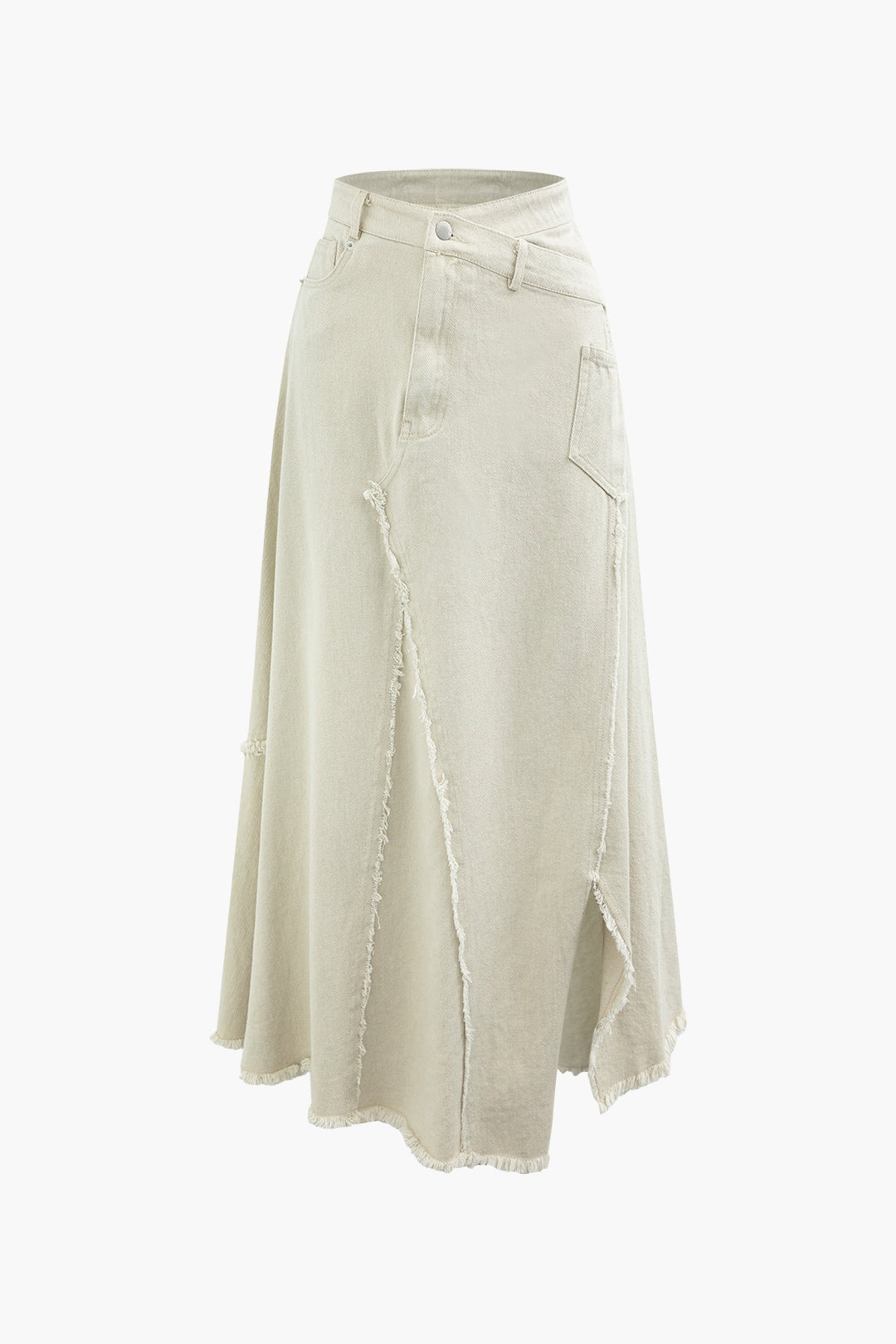 Asymmetric Wrap Frayed Maxi Skirt