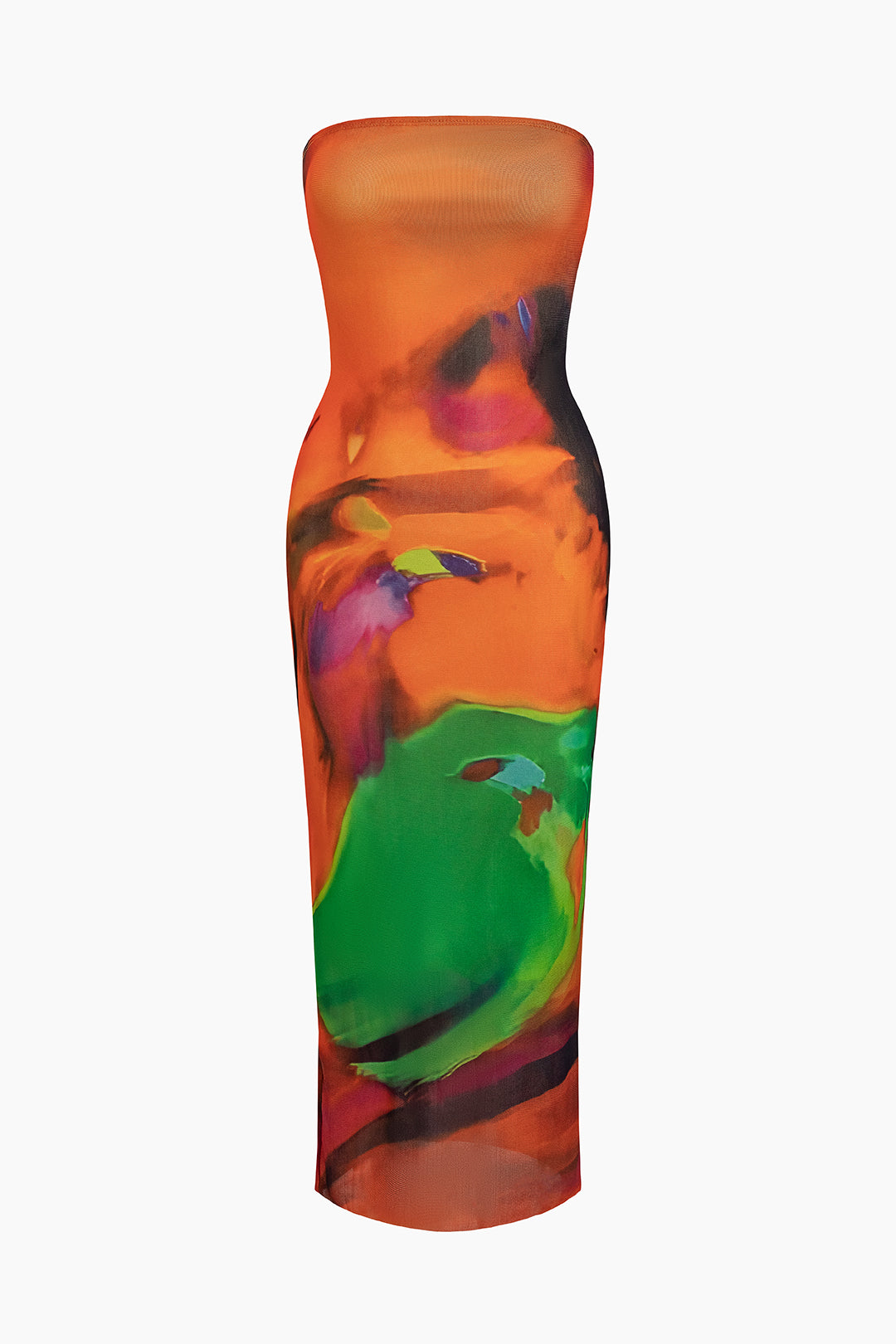 Tie Dye Strapless Midi Dress