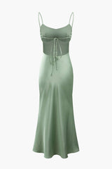 Tie Back Satin Cami Maxi Dress