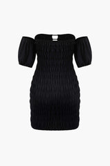 Off-Shoulder Puff Sleeve Mini Dress