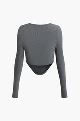 Asymmetrical Cut Out V-Hem Long Sleeve Top