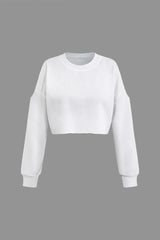 Cold Shoulder Long Sleeve Crop Sweatshirt