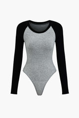 Contrast Crew Neck Raglan Sleeve Bodysuit