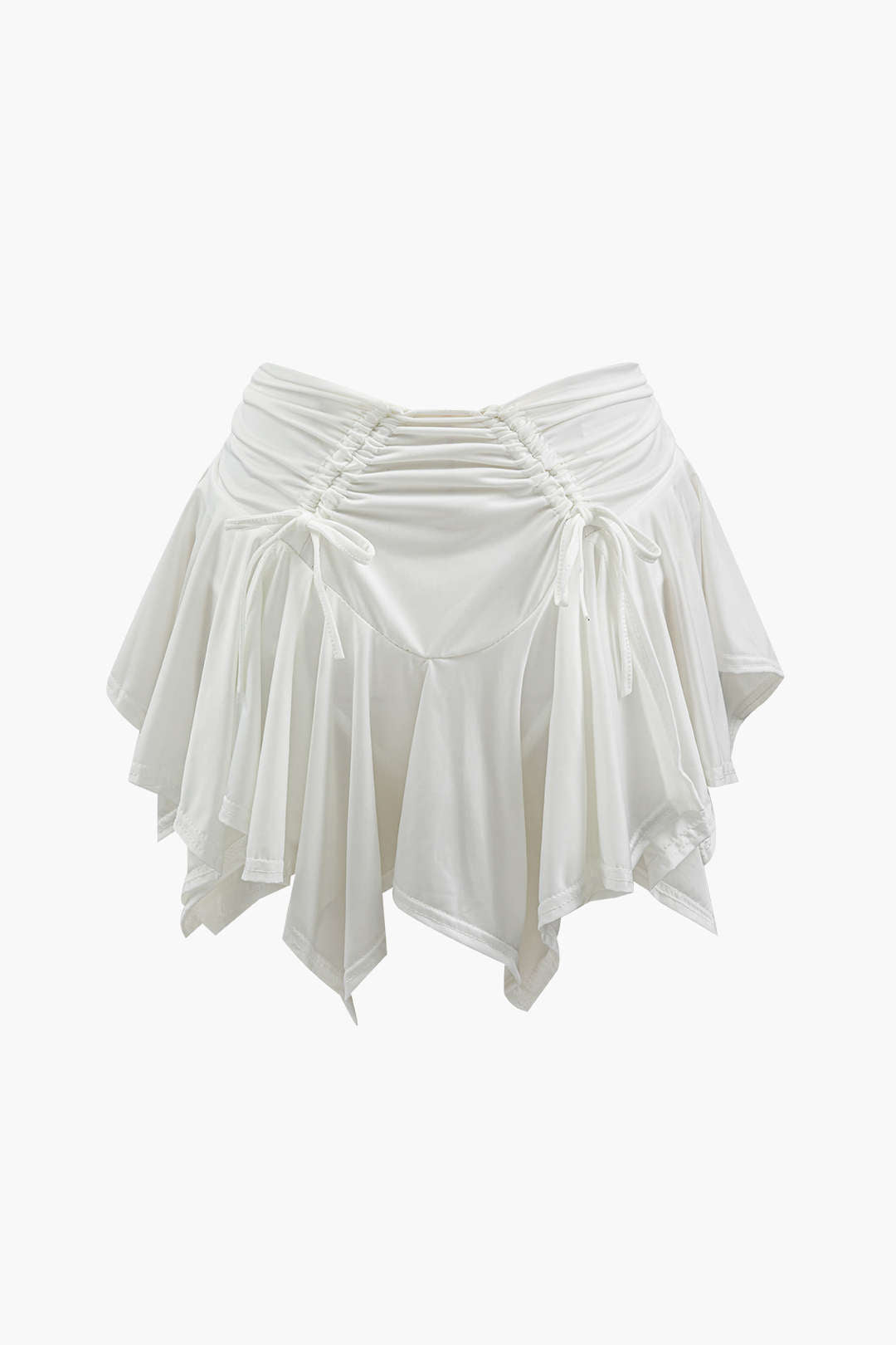 Ruched Drawstring Asymmetric Mini Skirt